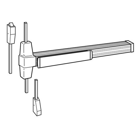 VON DUPRIN Grade 1 Surface Vertical Rod Exit Bar, Wide Stile Pushpad, 36-in Fire-rated Device, 84-in Door Heigh 9927EO-F 3 US26